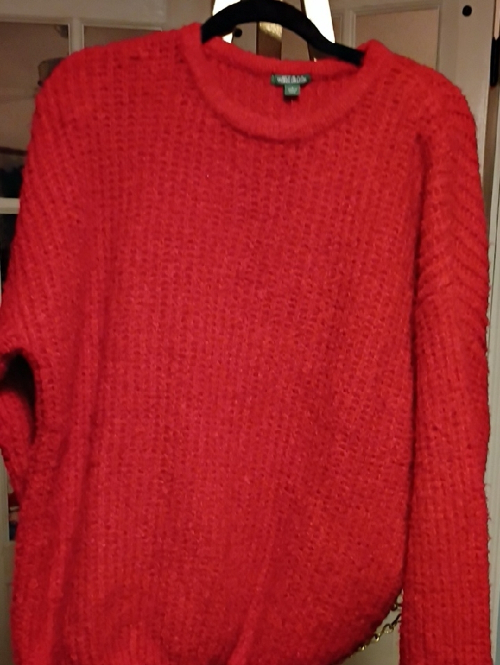 wild fable Bright Red Textured Crewneck Sweater
